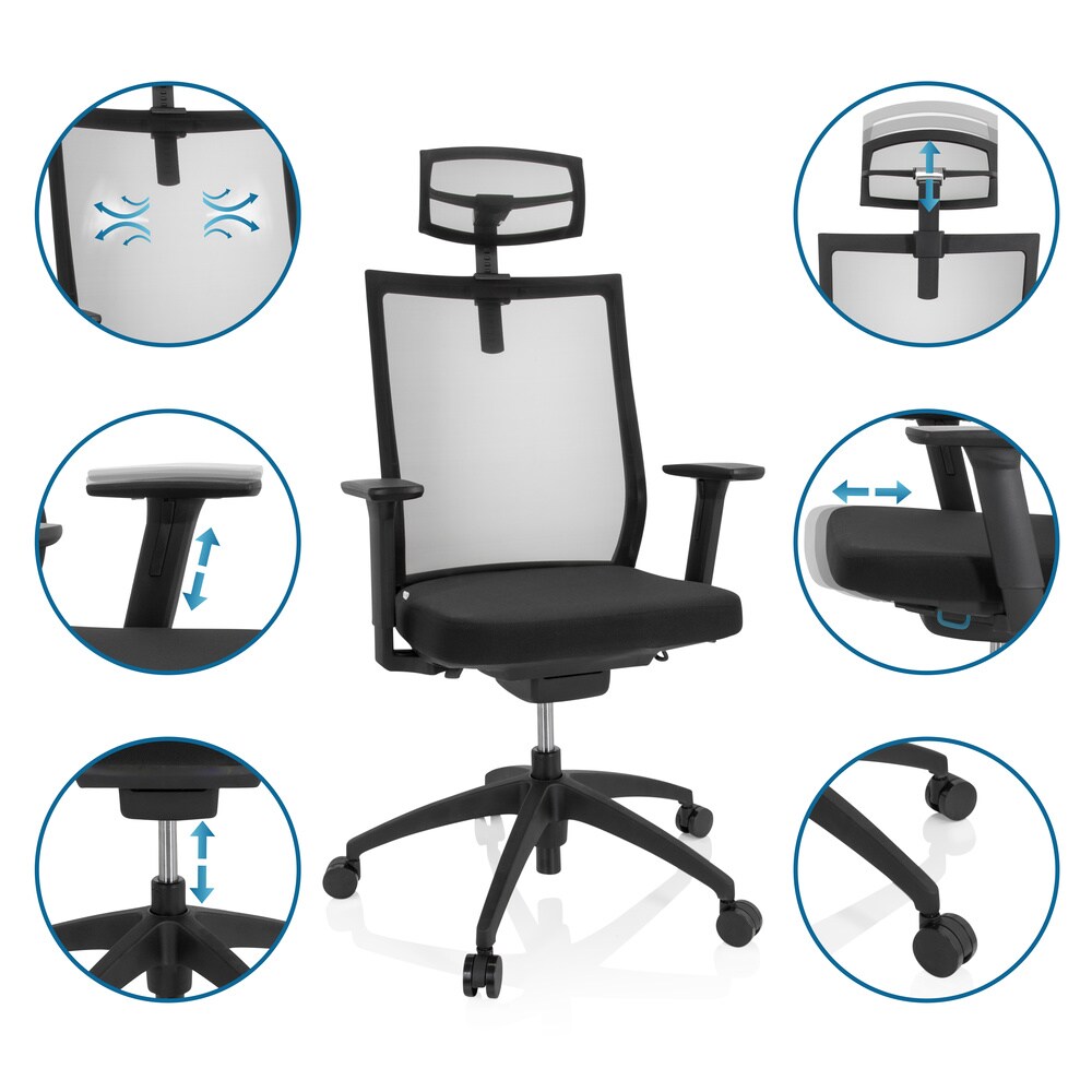 Profi Bürostuhl ASPEN PRO Stoff mit Armlehnen (höhenverstellbar) hjh OFFICE