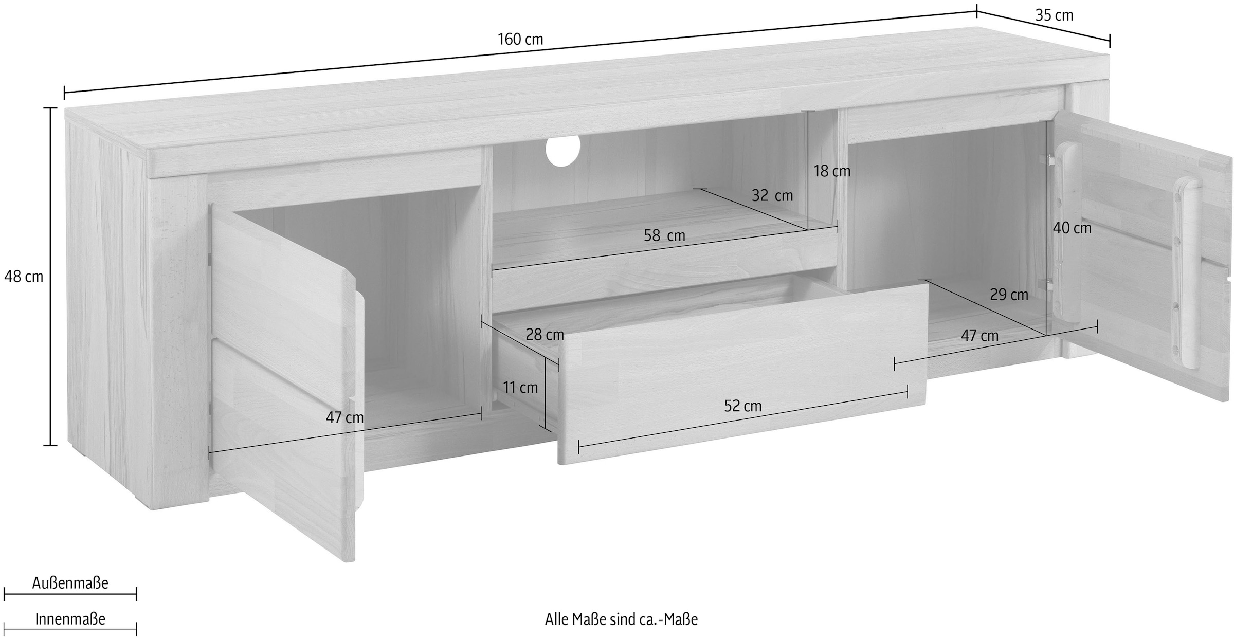 Home affaire Lowboard »Burani« grifflose Optik, Fernsehtisch