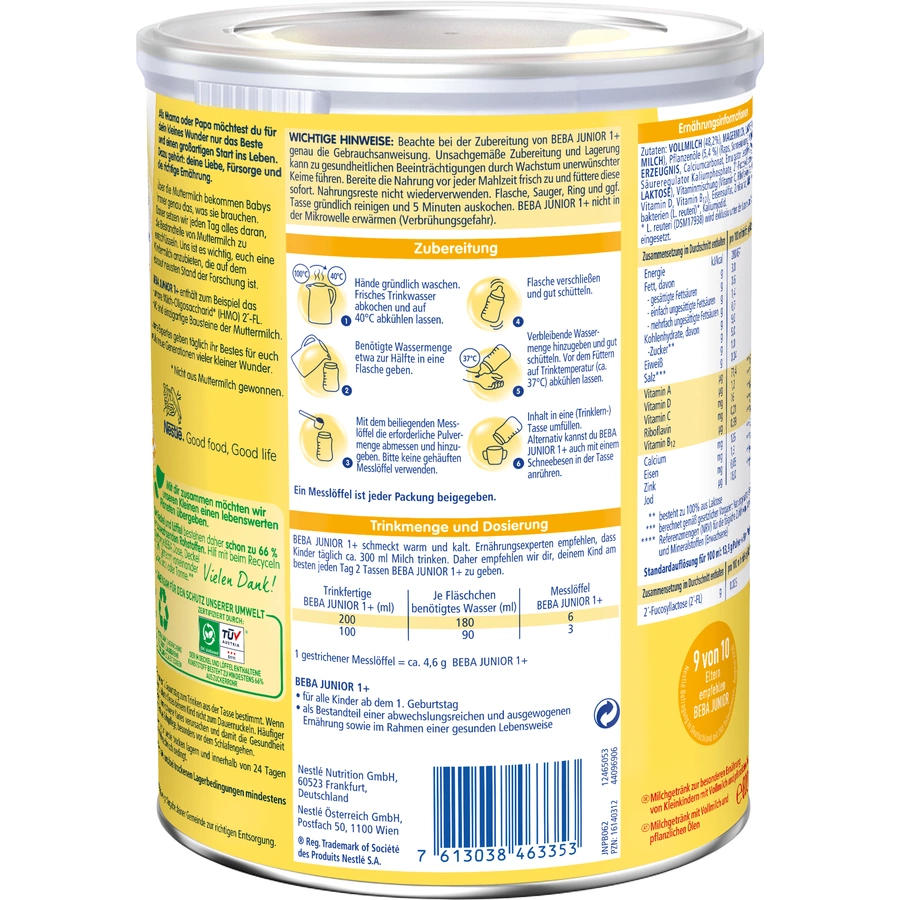 Nestlé BEBA Junior 1 800 g ab dem 1. Jahr