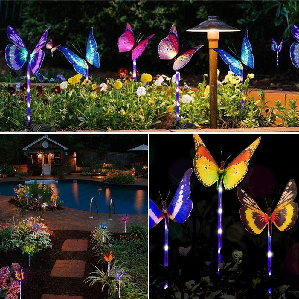 (3er Set) 18-LED's Solar Outdoor Licht Schmetterling Design Wasserfest IP65 - Bunt