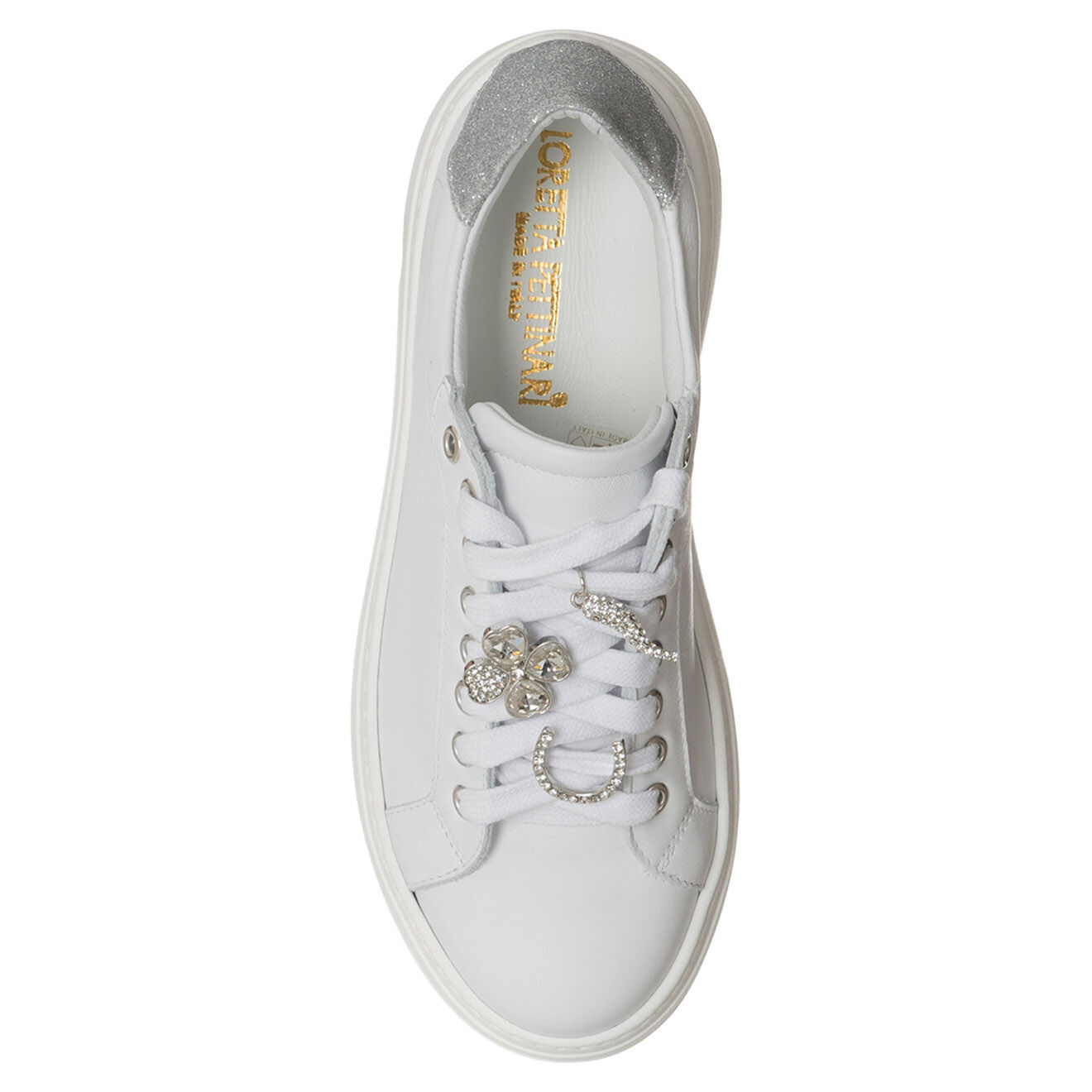 Loretta Pettinari Sneakers en Cuir Garance argentées