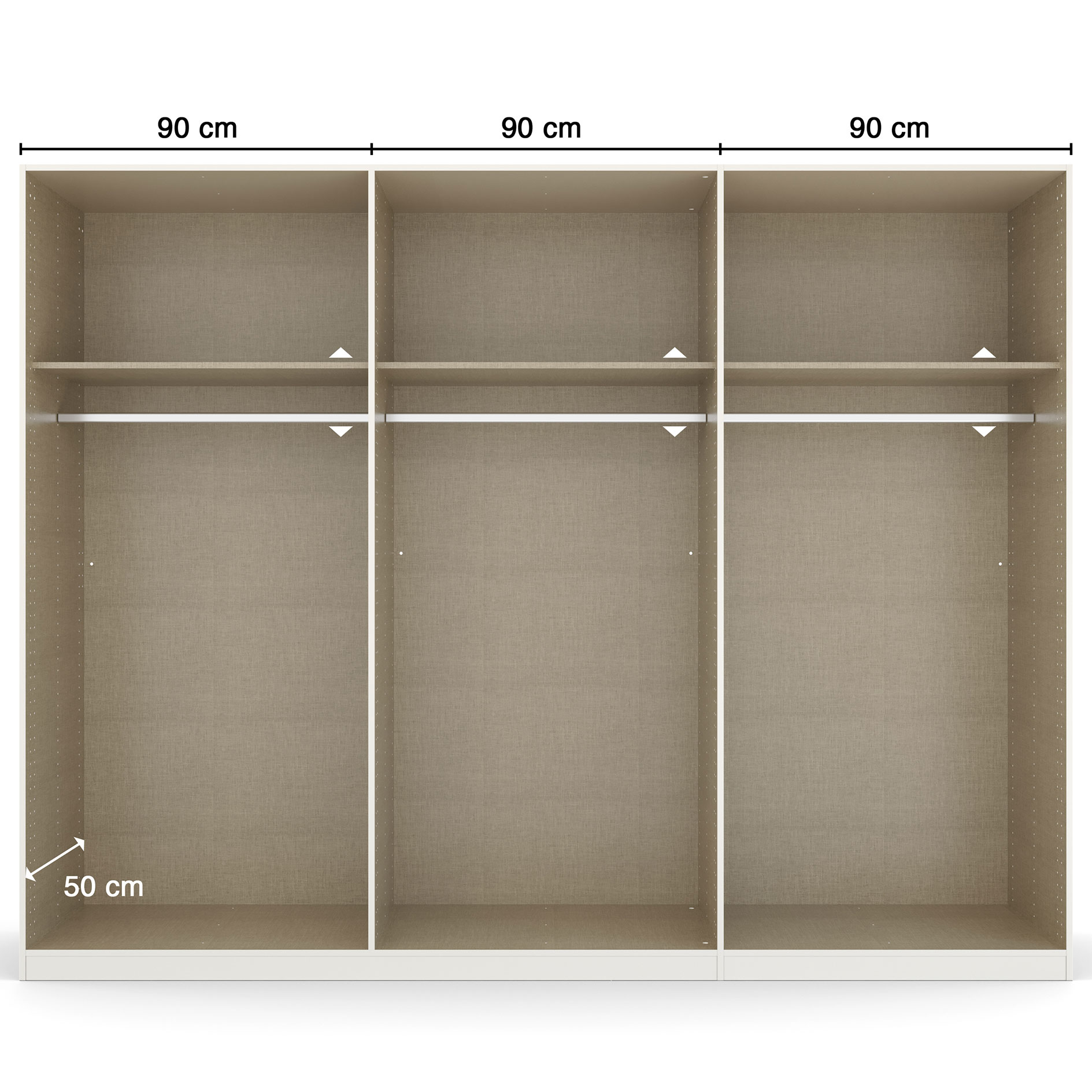 Drehtürenschrank - grau metallic - Artisan Eiche- 271 cm