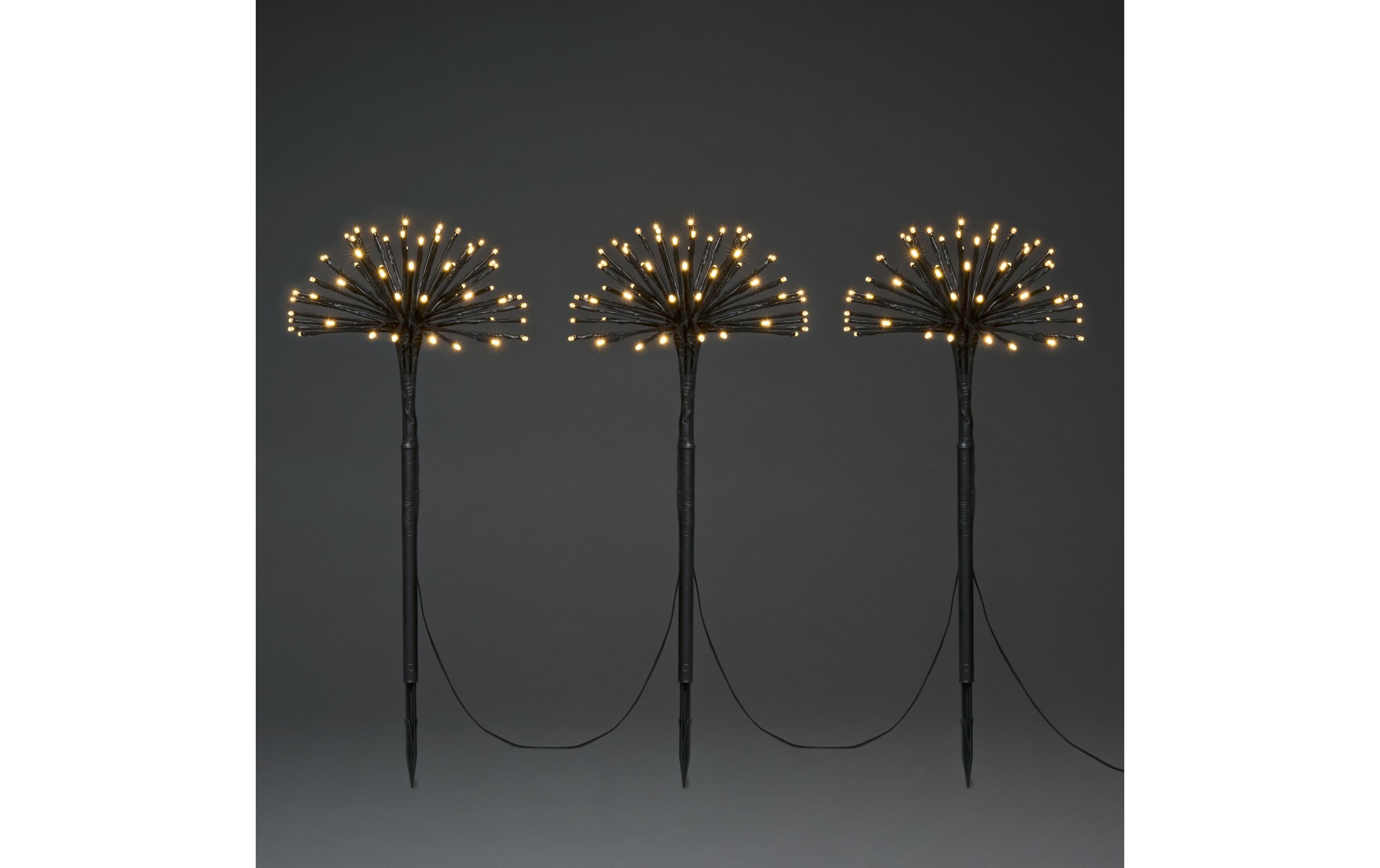 LED Spiessleuchte, 50 cm, Schwarz, 3er SetPusteblumen mit Erdspiessen