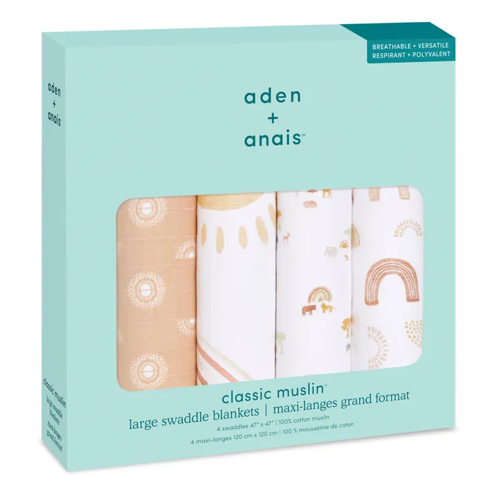 aden + anais Maxi-langes Keep Rising - Pack de 4 | Ocre
