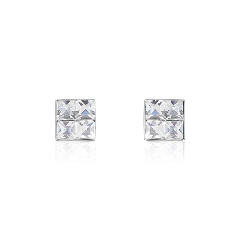 Boucles D'oreilles Puces Eve Argent Blanc Oxyde De Zirconium