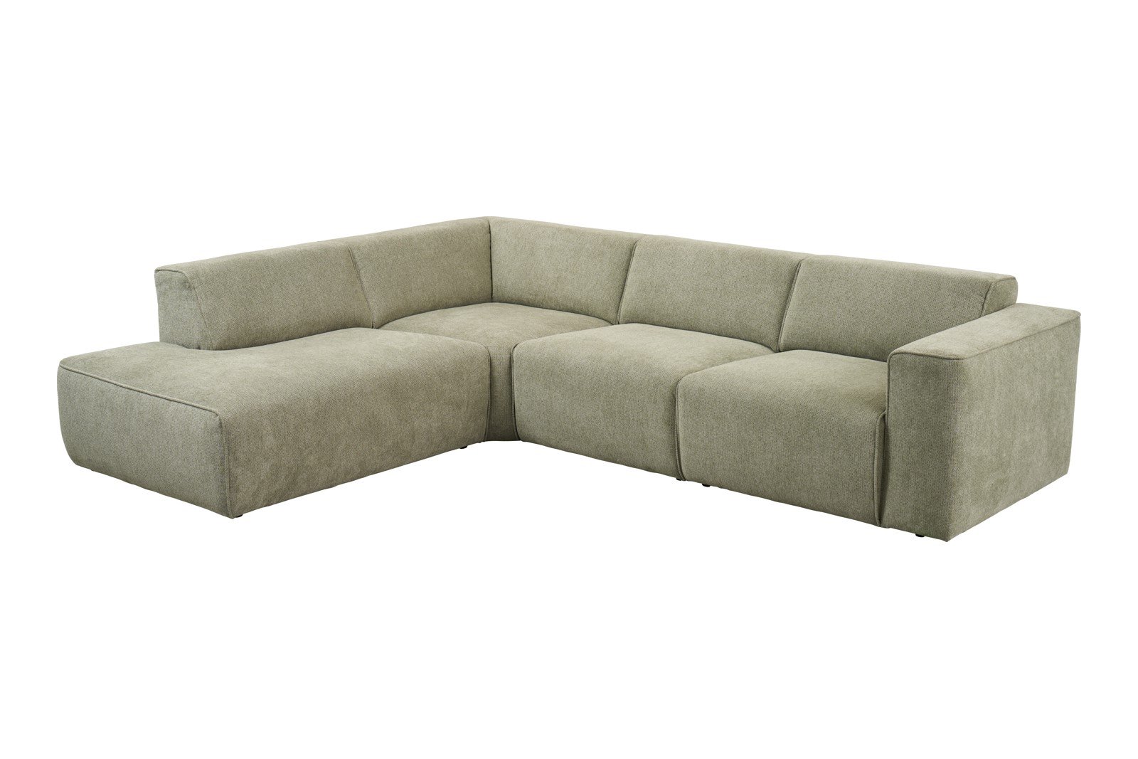 Enjoy hjørnesofa 2,5-seter åpen ende venstre i tekstil Mito 55 Pale Green med sorte ben