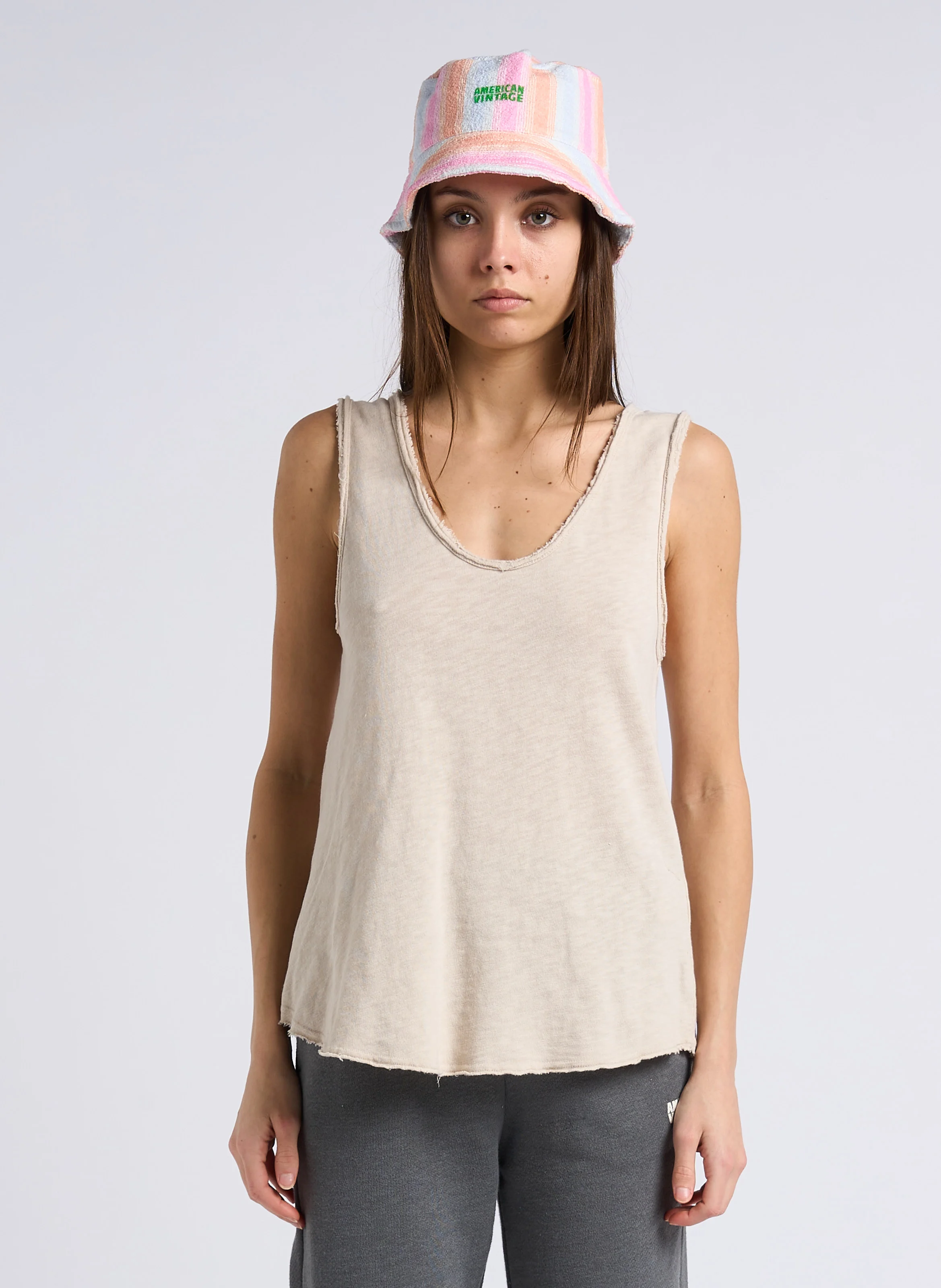 SONOMA - Débardeur col rond droit en coton | Beige