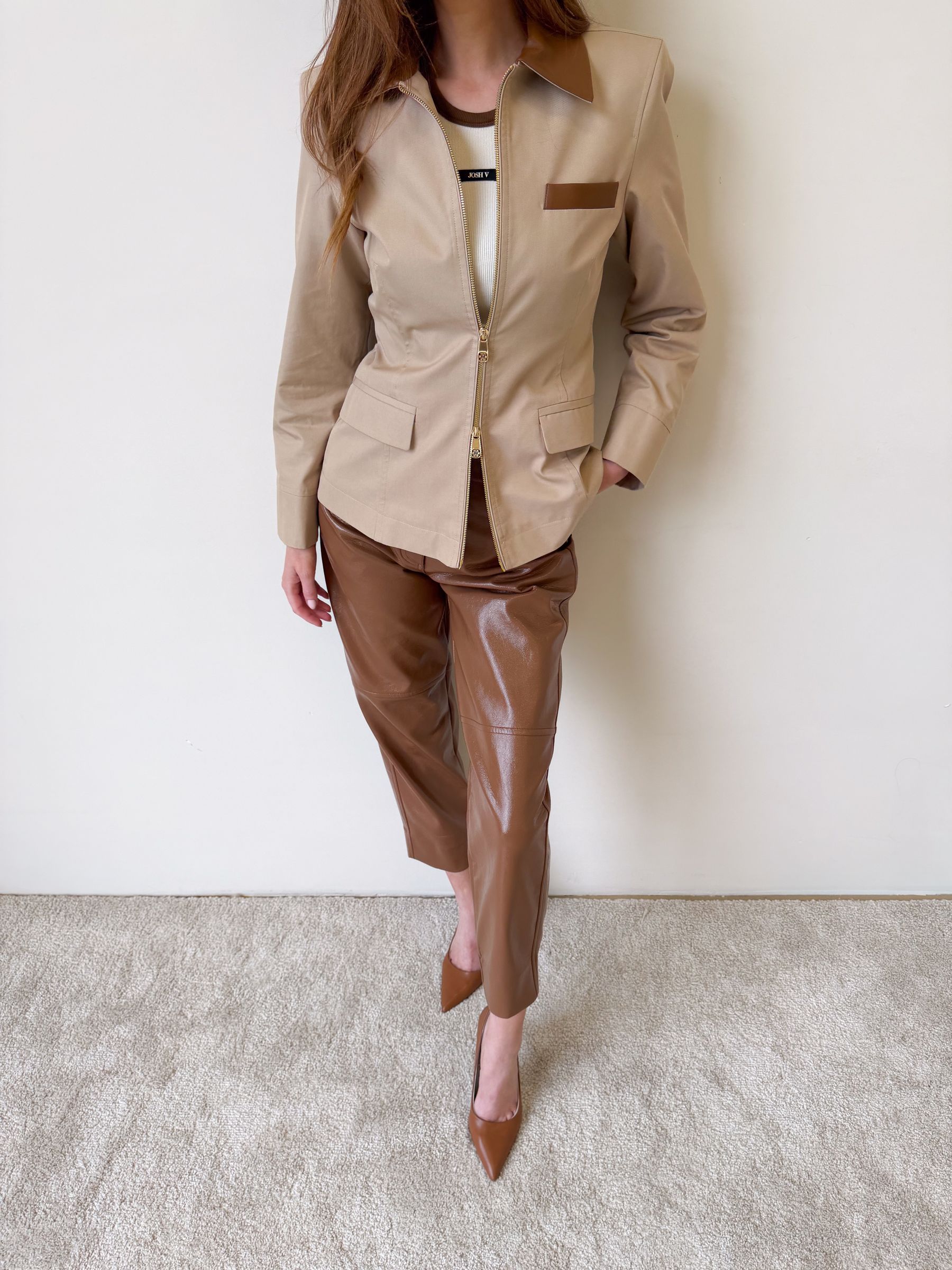 JV-RAE mid rise straight fit broek  - cognac