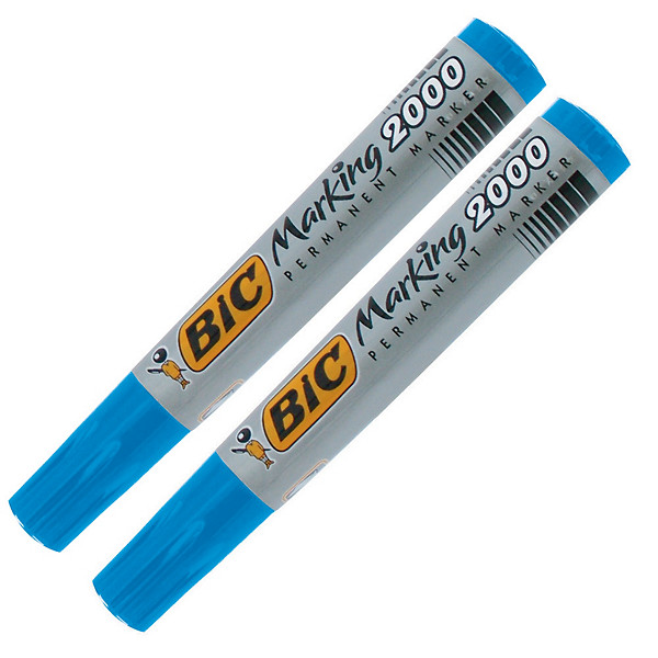 2 marqueurs permanents Bic 2000 Coloris bleu