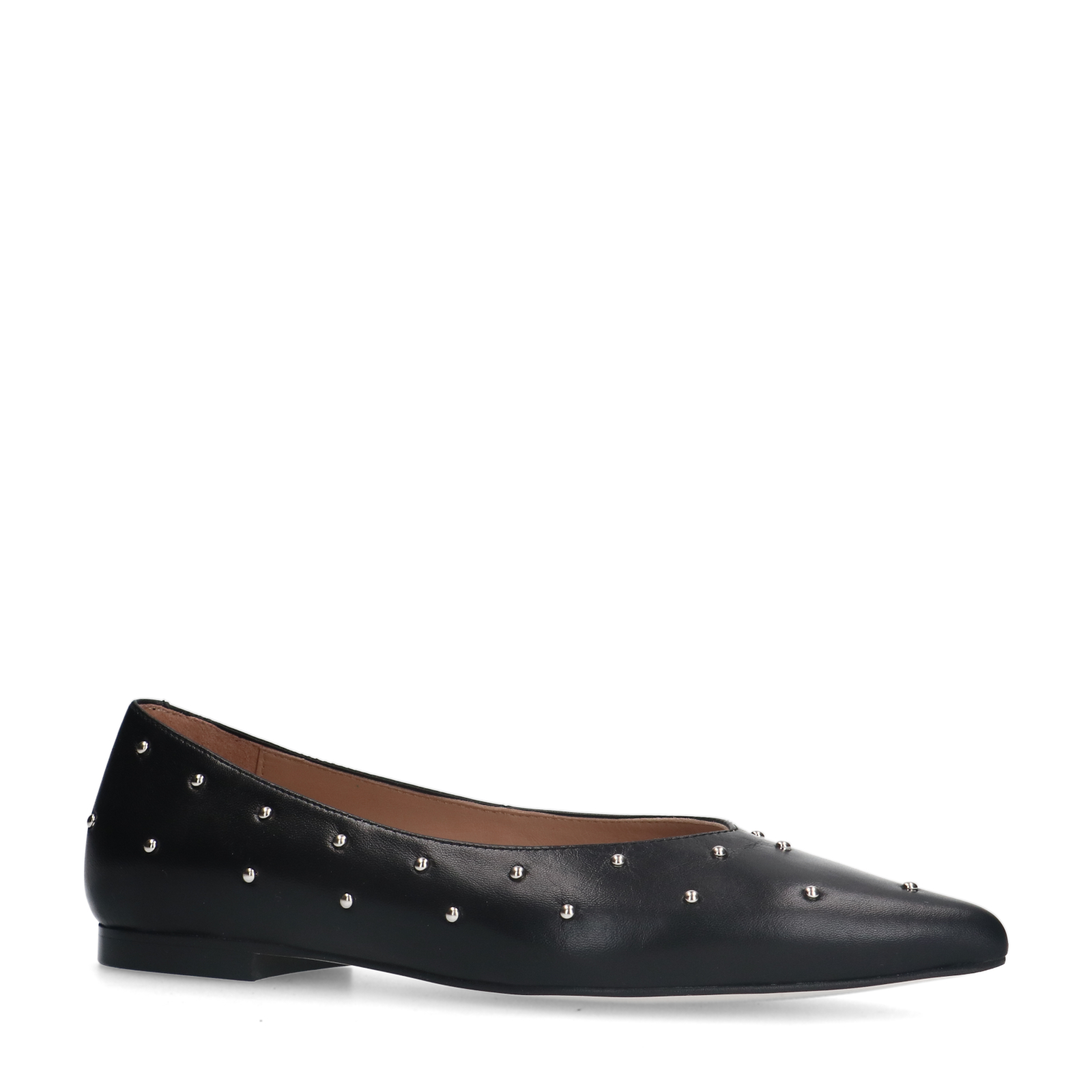 Zwarte leren ballerina's met studs