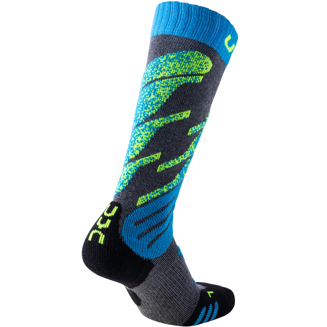 UYN Junior Skisocken medium grey melange/turquoise | Skiunterwäsche & -socken | Skibekleidung | Kinder | XSPO-Fashion