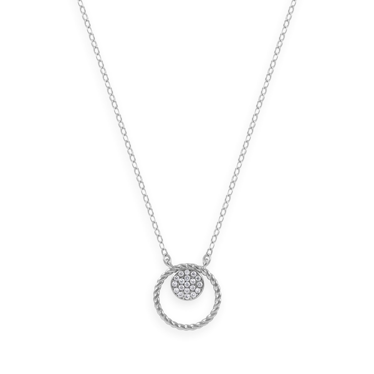 Collier en argent 925 rhodié avec oxydes de zirconium