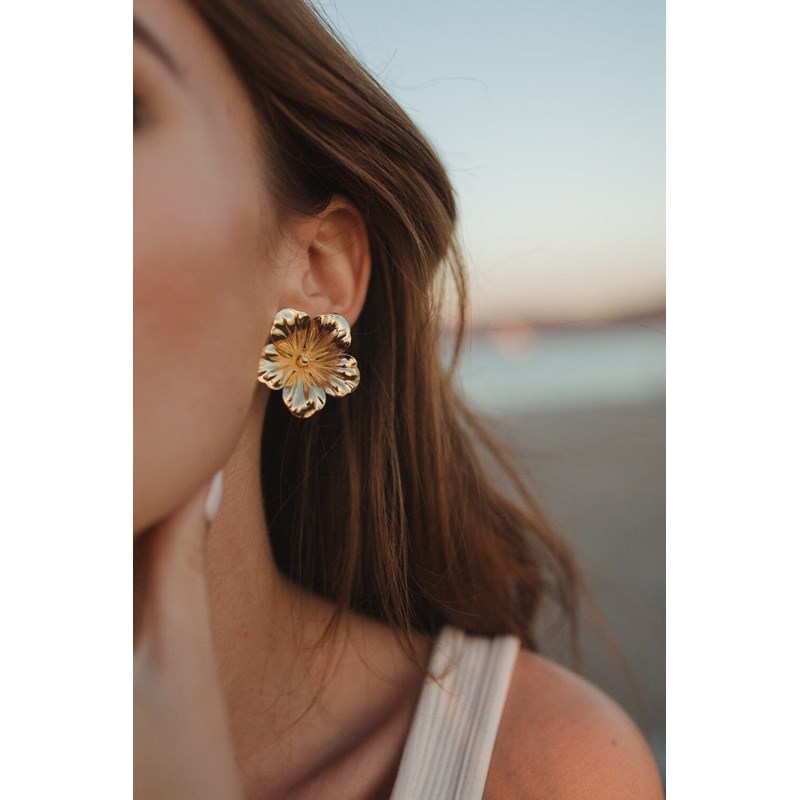 maxi boucles d'oreilles puces fleurs plaqué argent - GAÏA