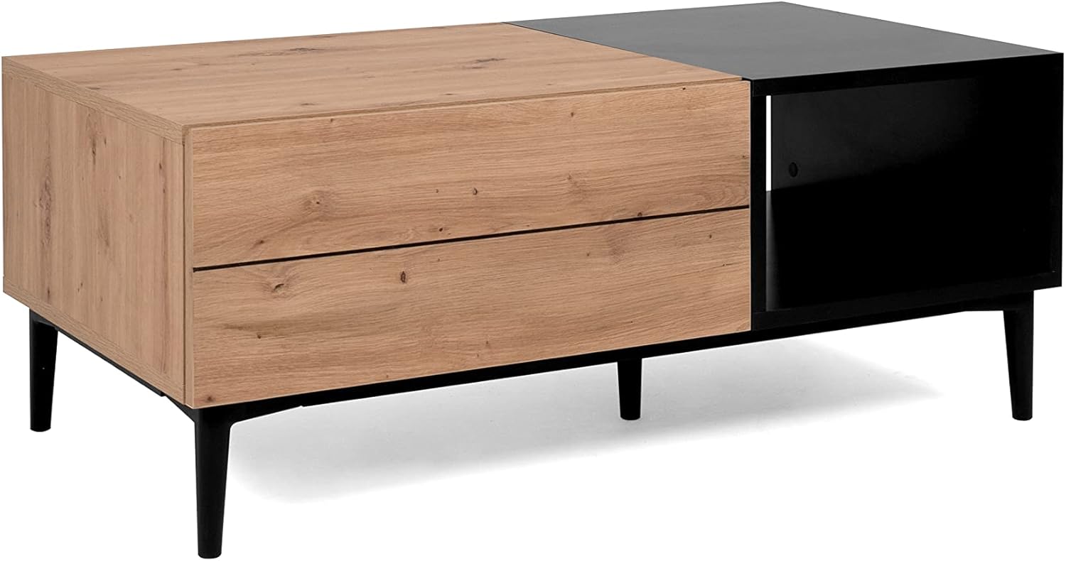 003055 NOLA 55A Artisan Eiche/Schwarz Couchtisch Wohnzimmertisch Beistelltisch ca. 100 x 40 x 55 cm