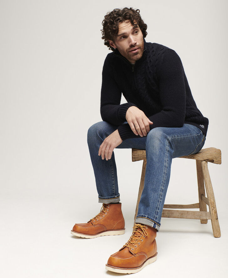 Superdry JACOB CABLE KNIT HALF ZIP 98t