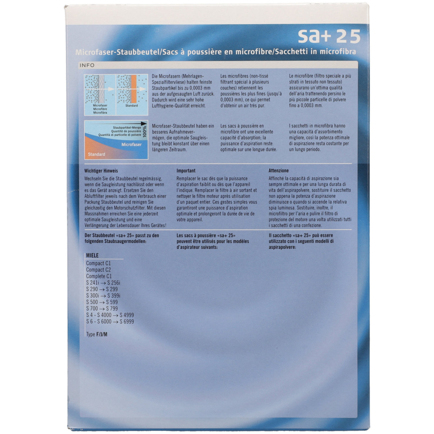 Staubsaugerbeutel Microfaser SA+25 4 Stück