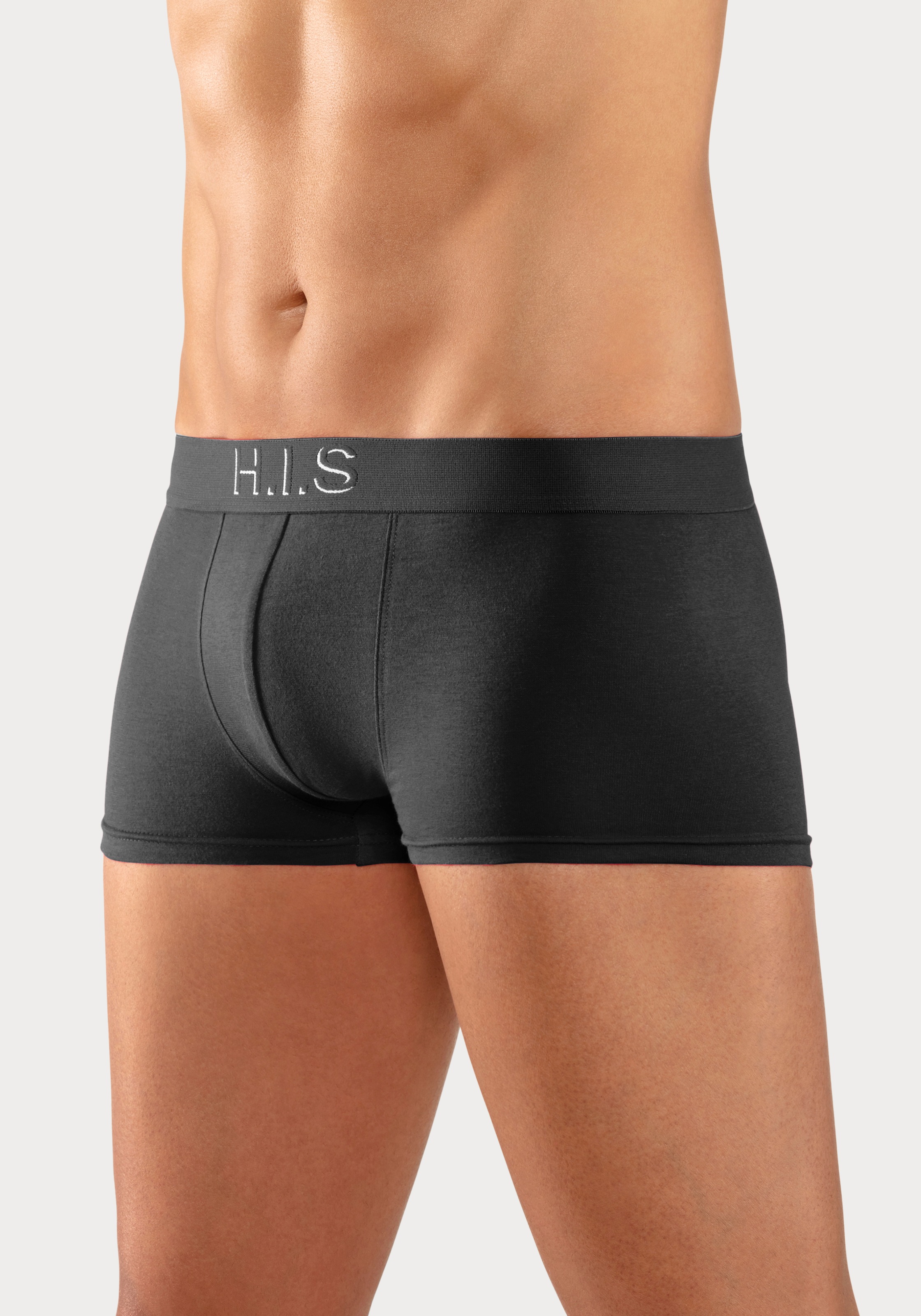 H.I.S Hipster, 5 Stk. knapp sitzende Boxershorts am Webbund mit Logoschriftzug mit 3D Effekt