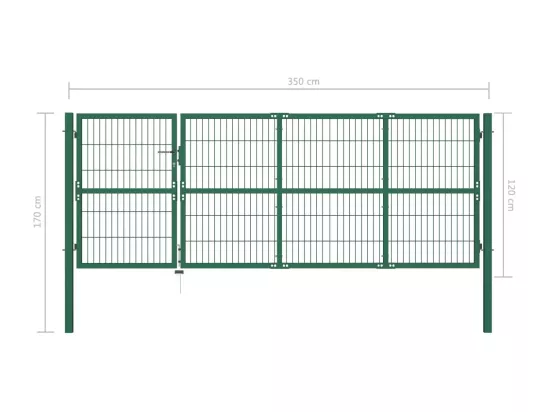 Portail de clôture de jardin avec poteaux 350x120 Acier Vert