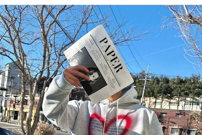 SeoulPop - Losse hoodie met hartprint en letters