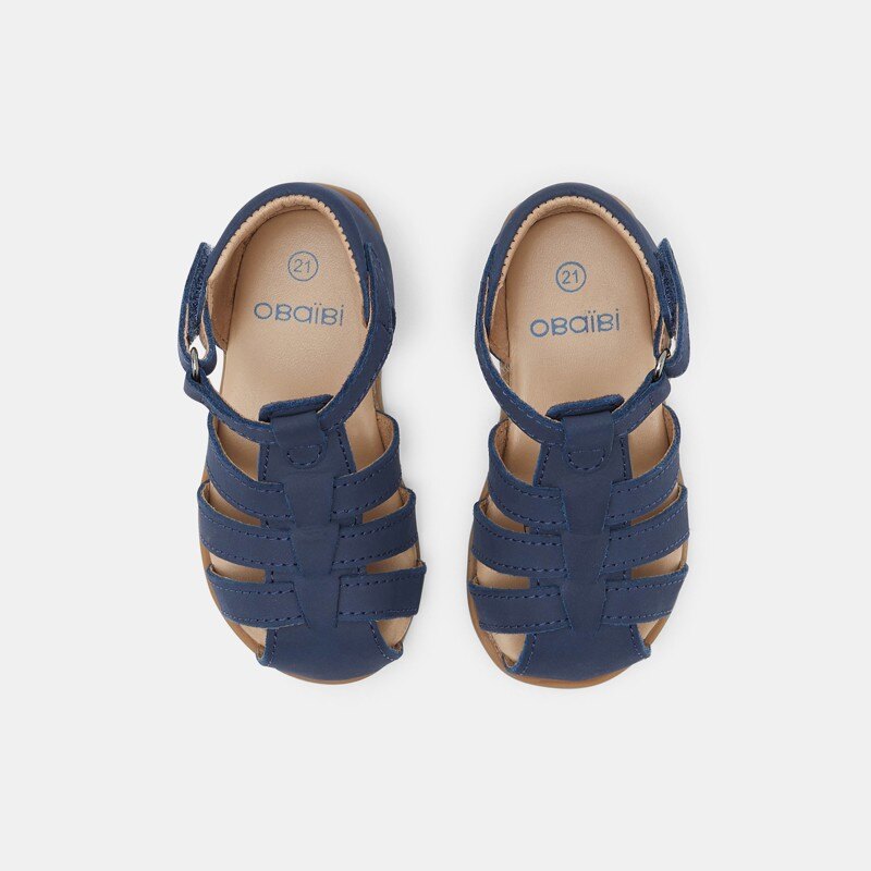 Sandales premiers pas tout cuir bleues bébé garçon Bleu