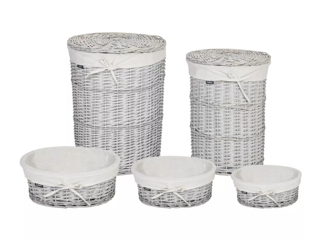 Lot de 5 paniers en saule blanc VAKARI