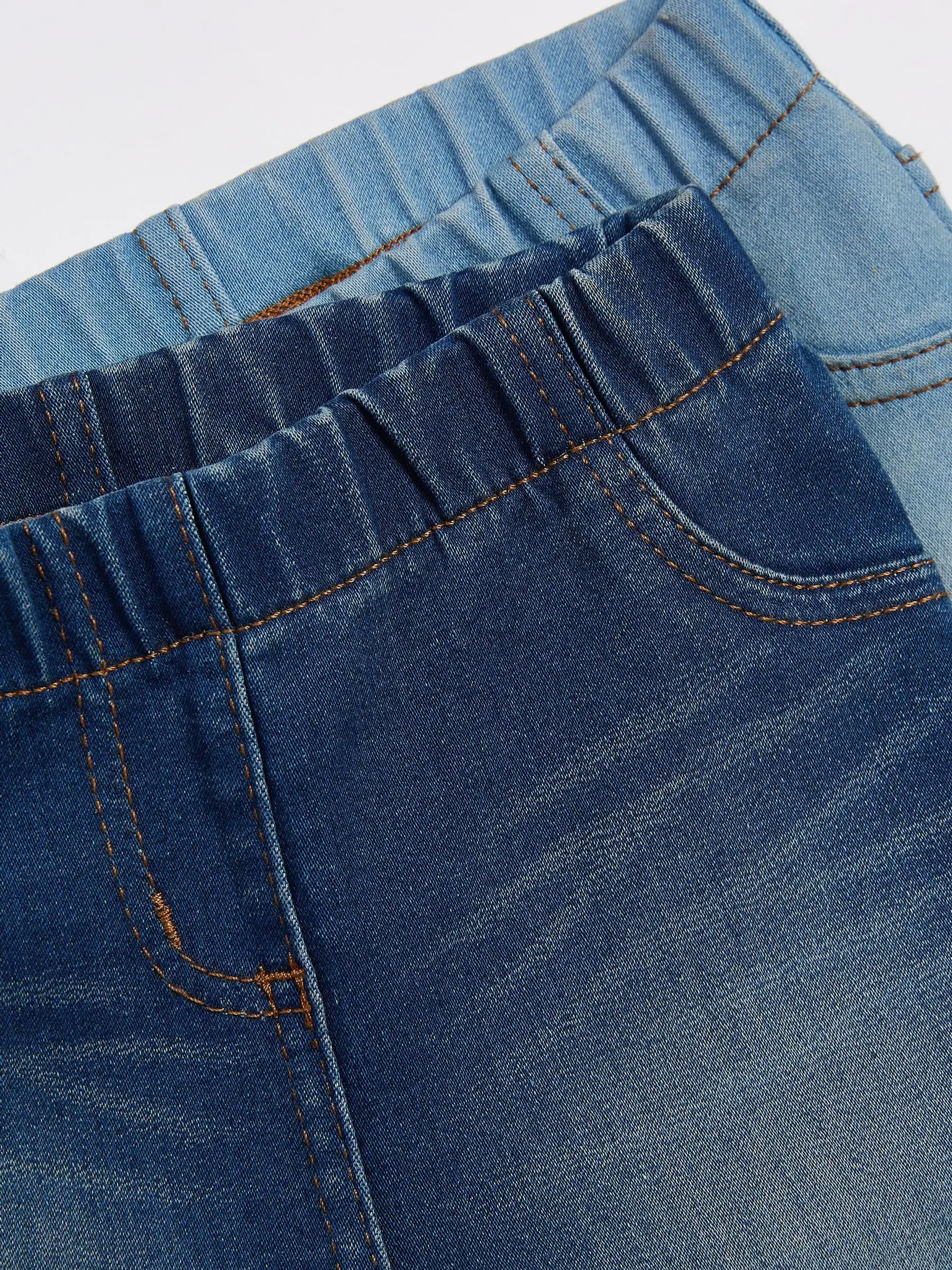 Middenblauw/lichtblauw denim - Jegging met elastische taille (3 mnd-7 jr)
