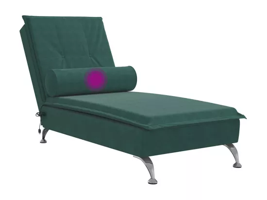 Prolenta Premium - Chaise longue de massage avec traversin vert foncé velours