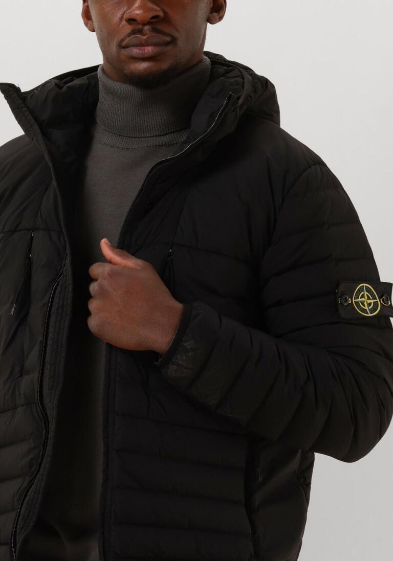 zwarte stone island gewatteerde jas jacket