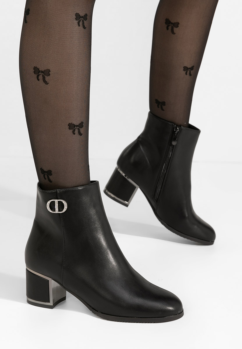 Bottines à gros talon noires Delmy