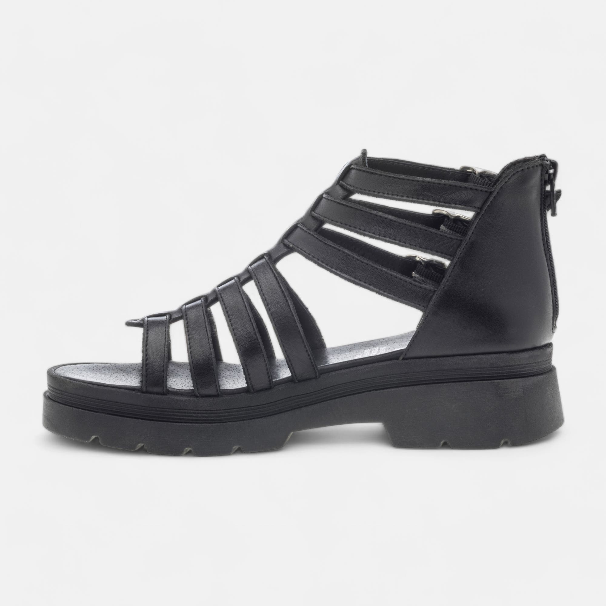 Sandales Femme en cuir noir
