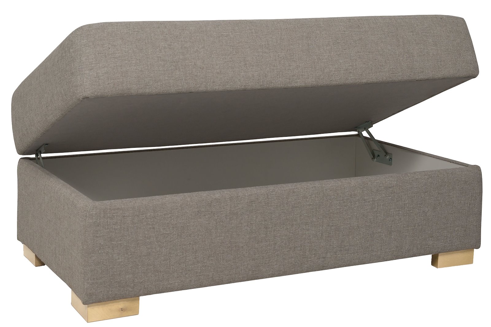 Modern Living pall Med oppbevaring. Tekstil Jenny 3/3 warm grey og ben 1 hvitva