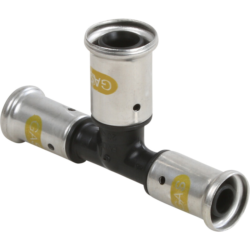 Henco gas pers T-stuk verloop 20x16x16mm