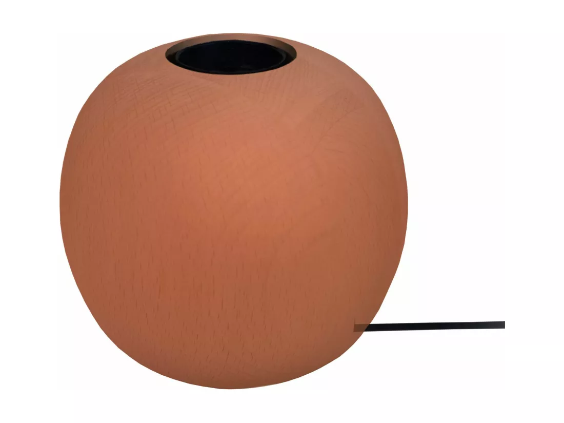 Pied de lampe globe bois marron 10 cm.