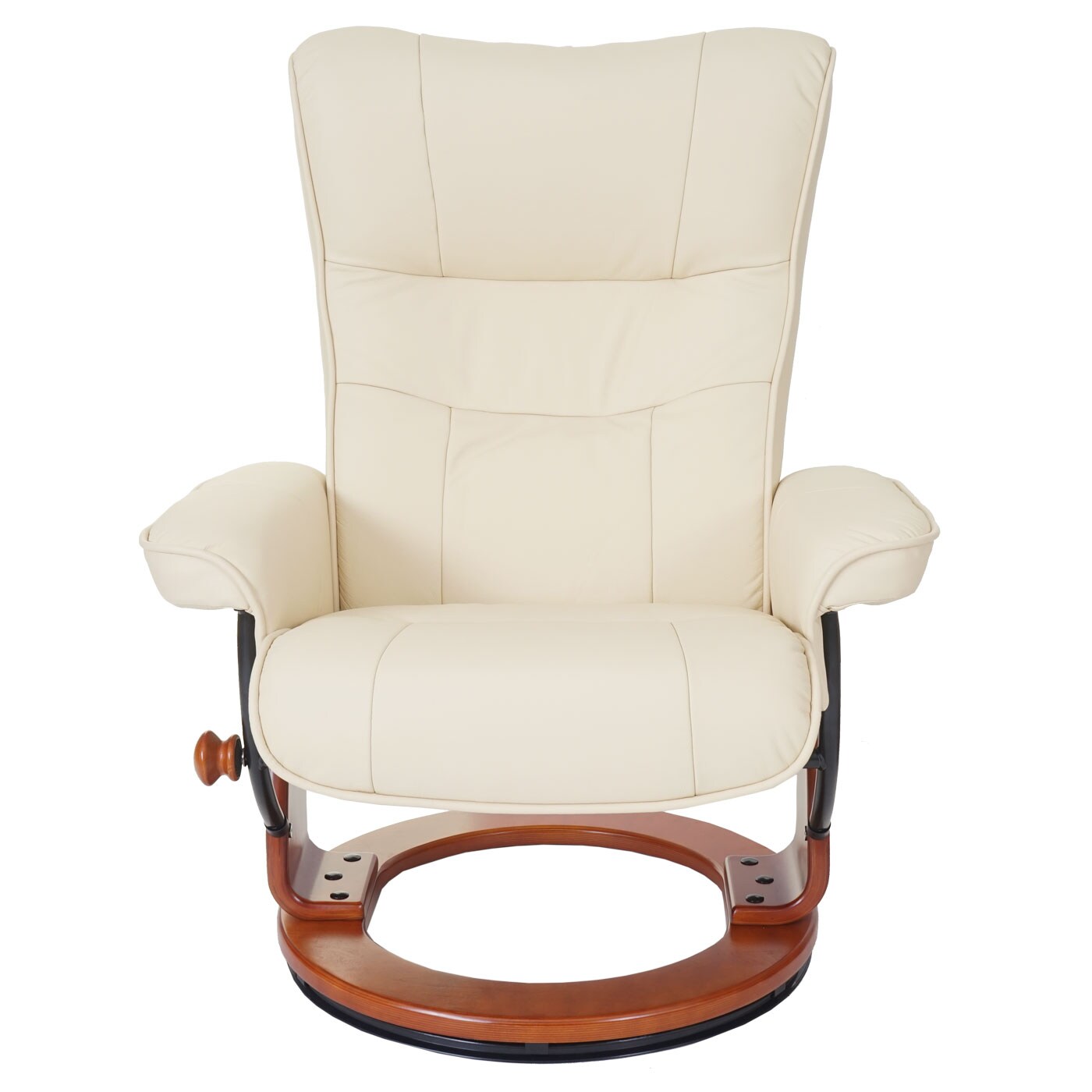 MCA Relaxsessel Edmonton, Fernsehsessel Hocker, Echtleder 130kg belastbar ~ creme, honigfarben