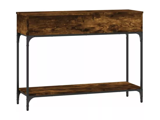 Table console chêne fumé 100x30,5x75 cm bois d'ingénierie