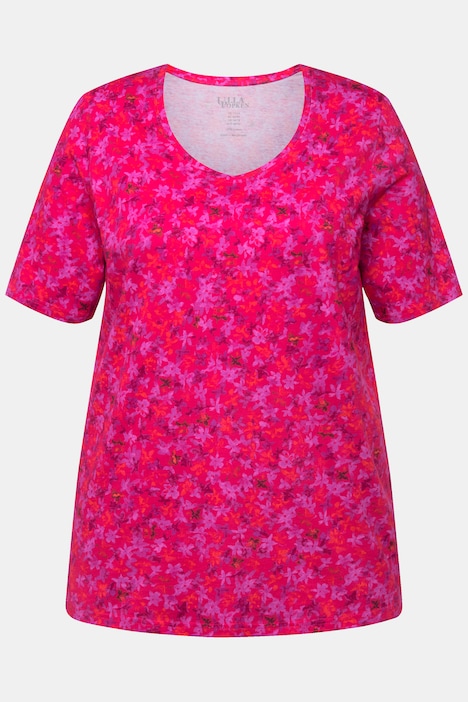 Shirt, gemustert, Rundhals, Halbarm
