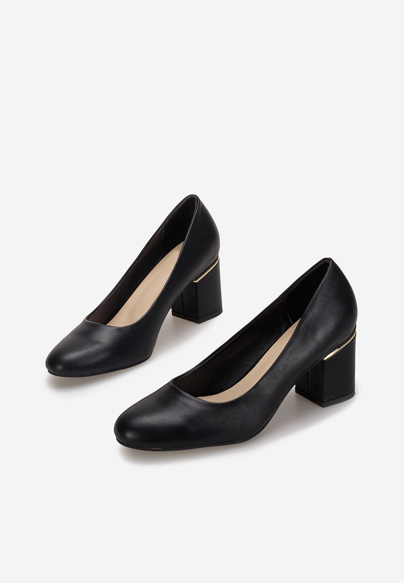 Chaussures à talon épais noirs Klata