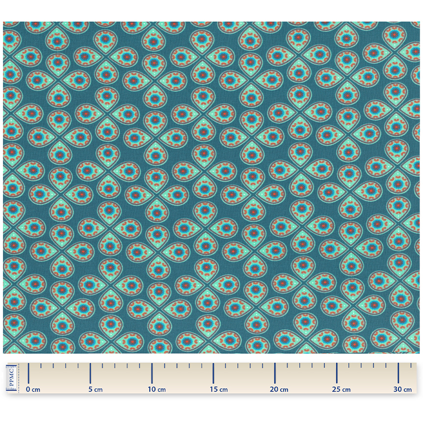 Tissu Jersey Trèfle Turquoise