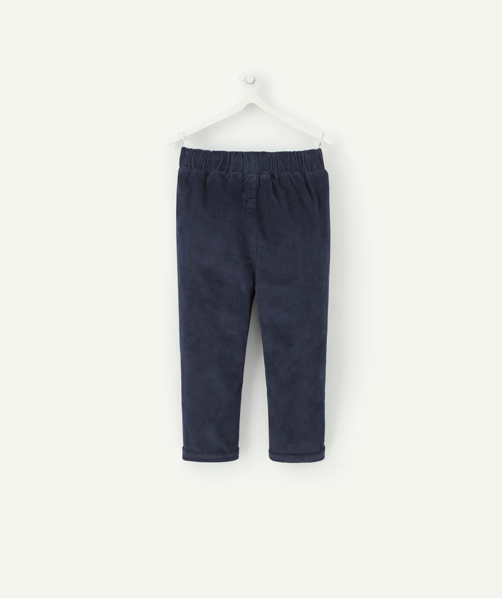 PANTALON DROIT BÉBÉ GARÇON CÔTELÉ BLEU MARINE