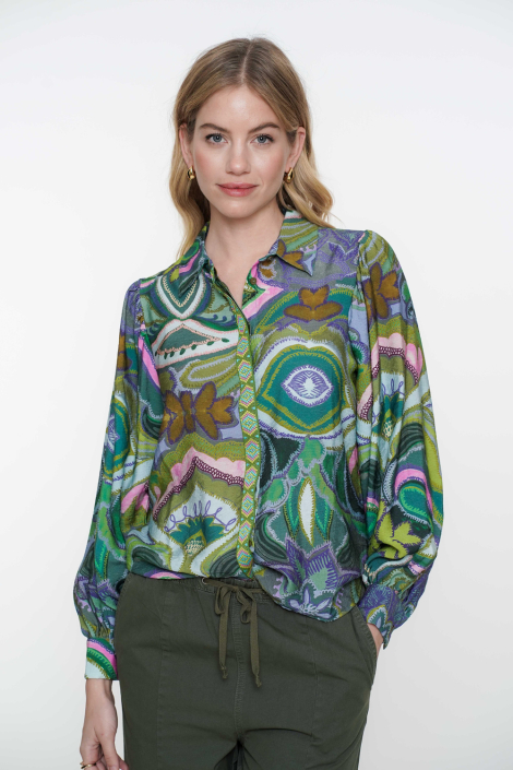 Geisha groene dames blouse