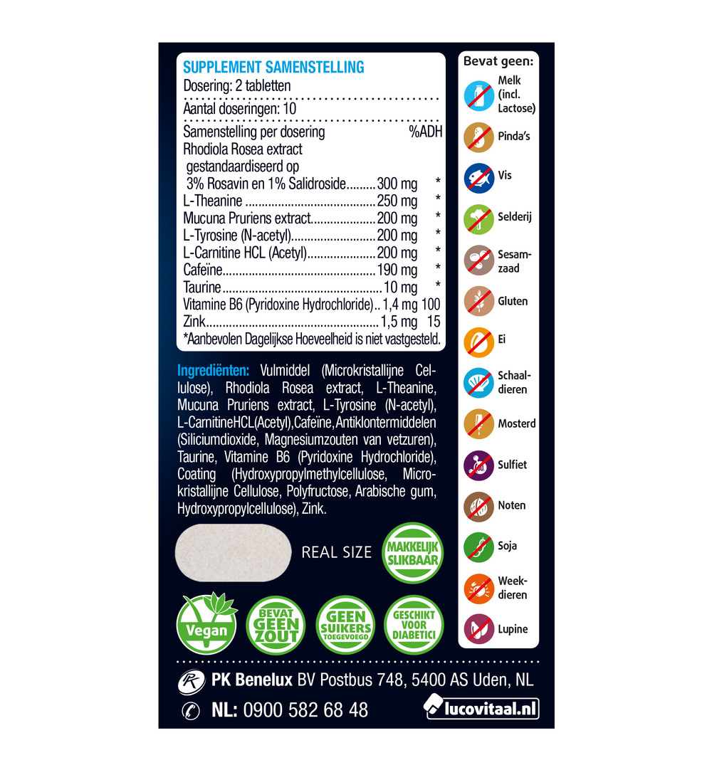 Lucovitaal Mentale Focus Pil (20 tabletten)