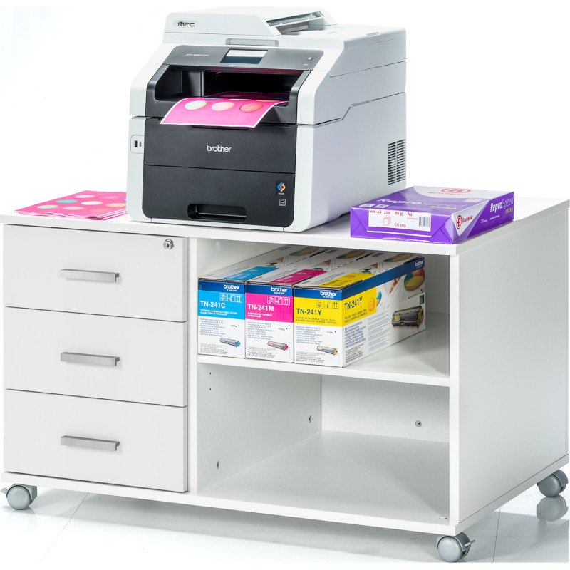 Console mobile Intuitiv' L100 cm 3 tiroirs blanc - blanc