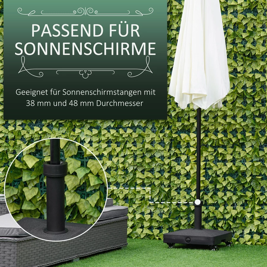 Outsunny Sonnenschirmständer mit 4 flexiblen Rädern schwarz