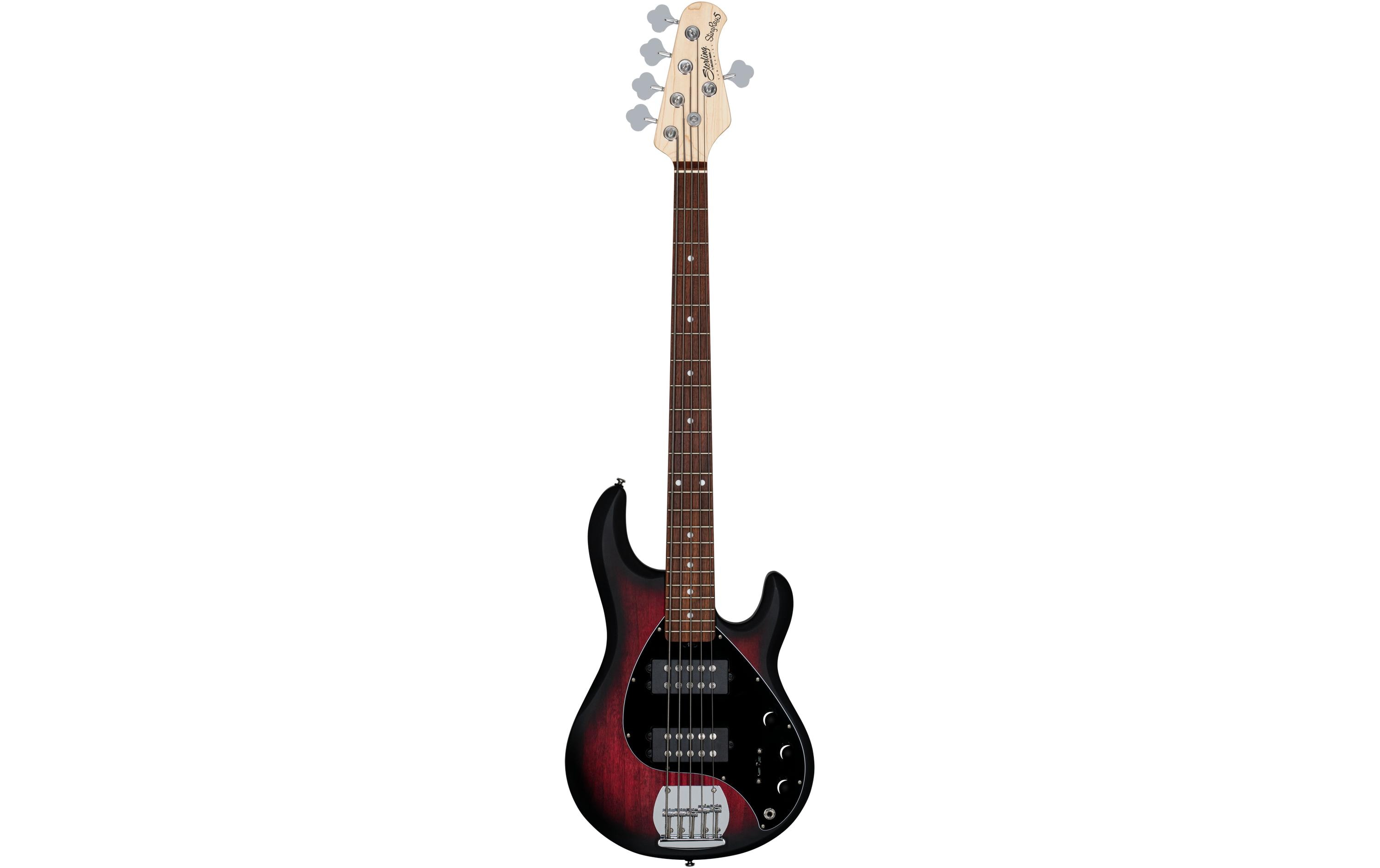 E-Bass StingRay Ray5HH – Ruby Red Burst Satin<br>5-seitiger Bass mit Aktivelektronik und 2 Humbucker