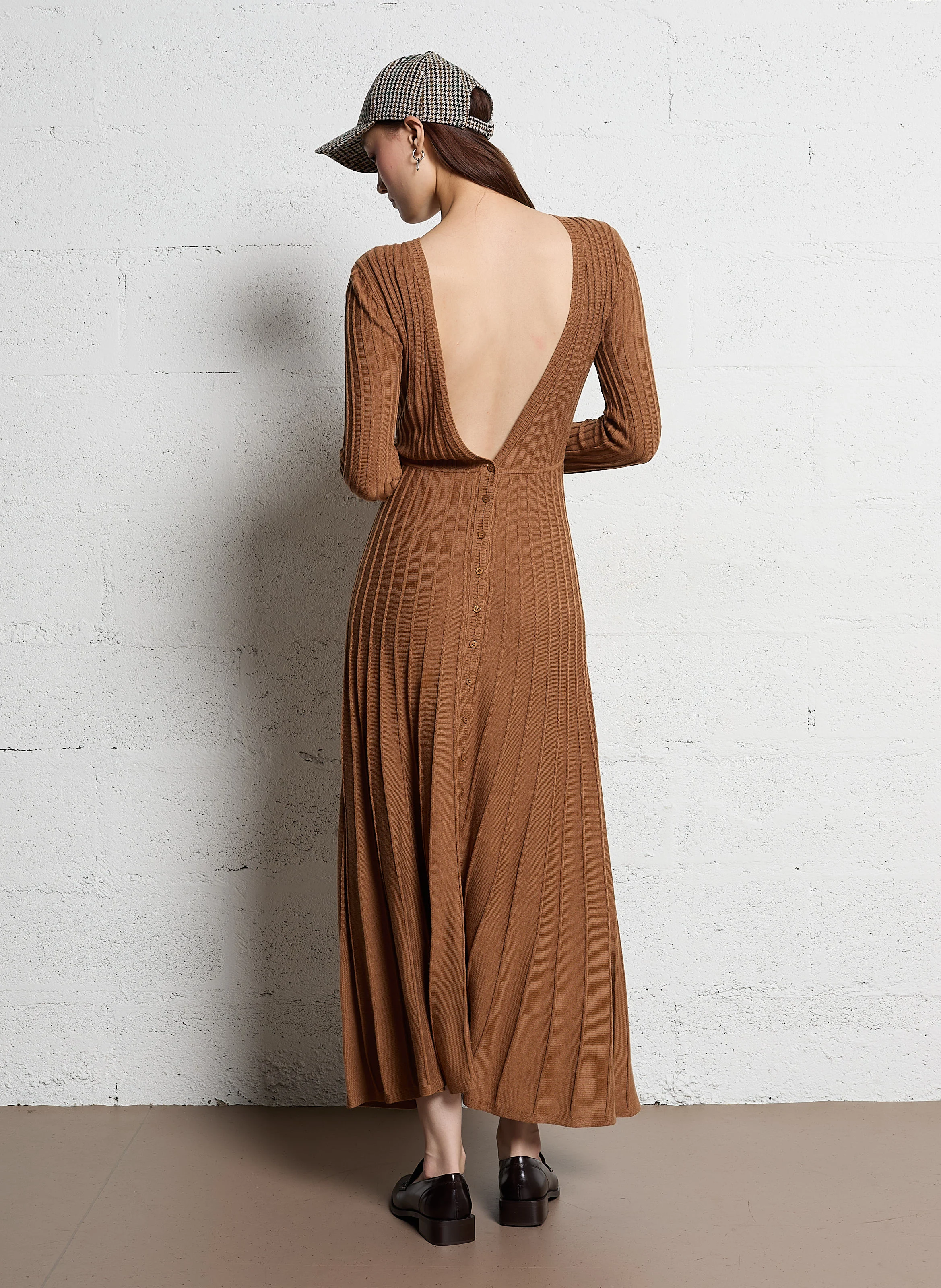 JAZIA - Robe longue en laine mélangée | Marron
