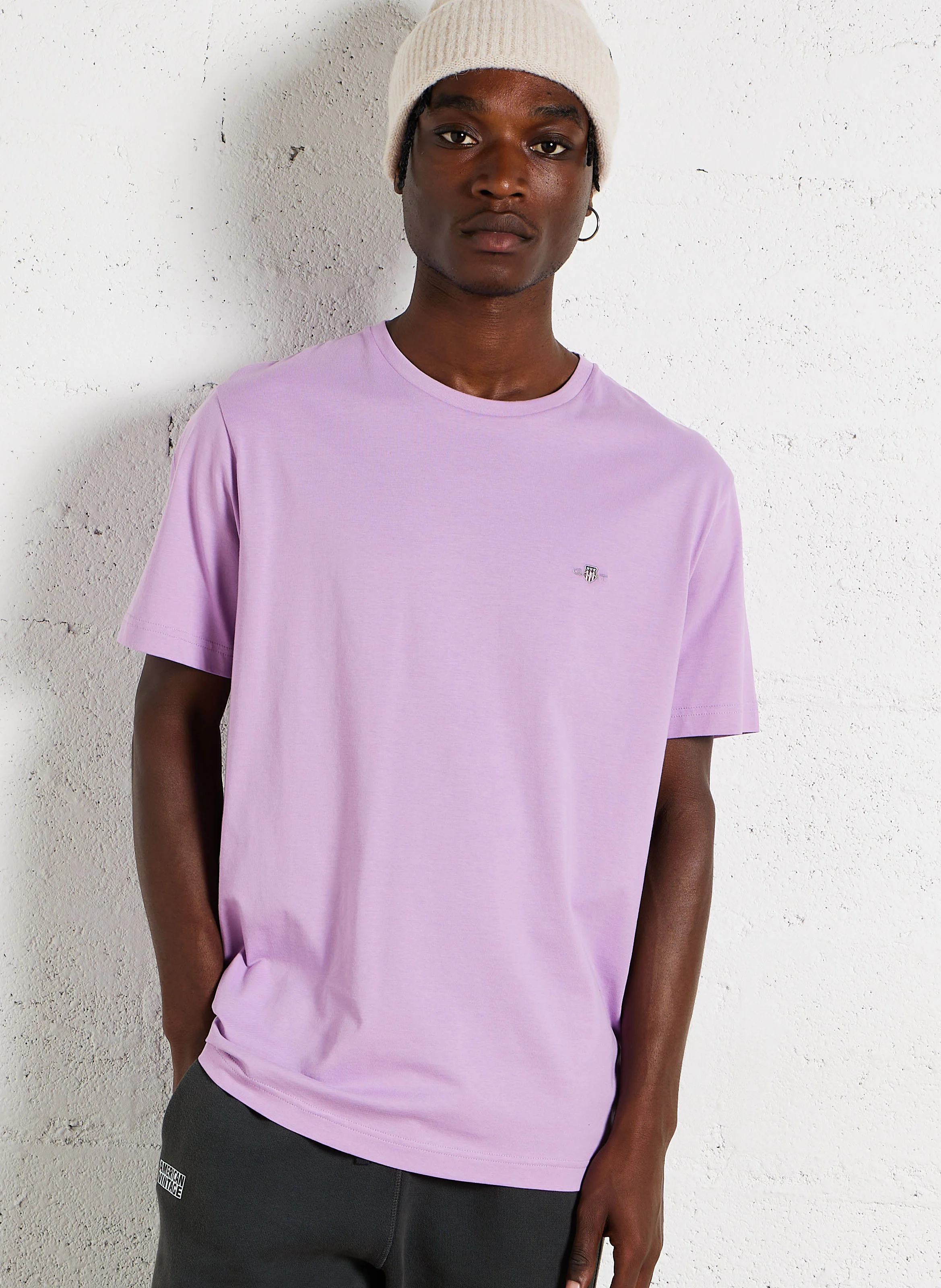 Tee-shirt col rond droit en coton | Violet