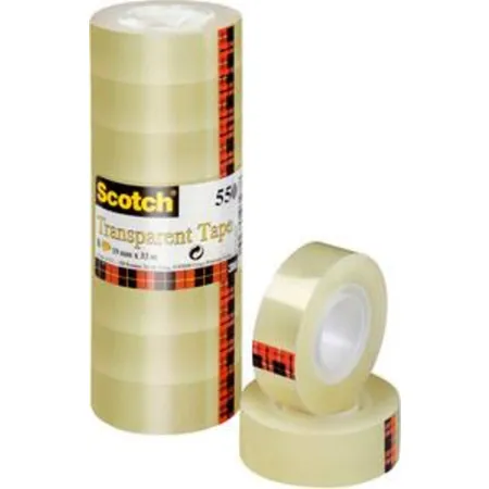 Scotch® Klebeband Transparent 550, Polypropylenfolie, Bandgröße 33 m x 19 mm, 8 Rollen