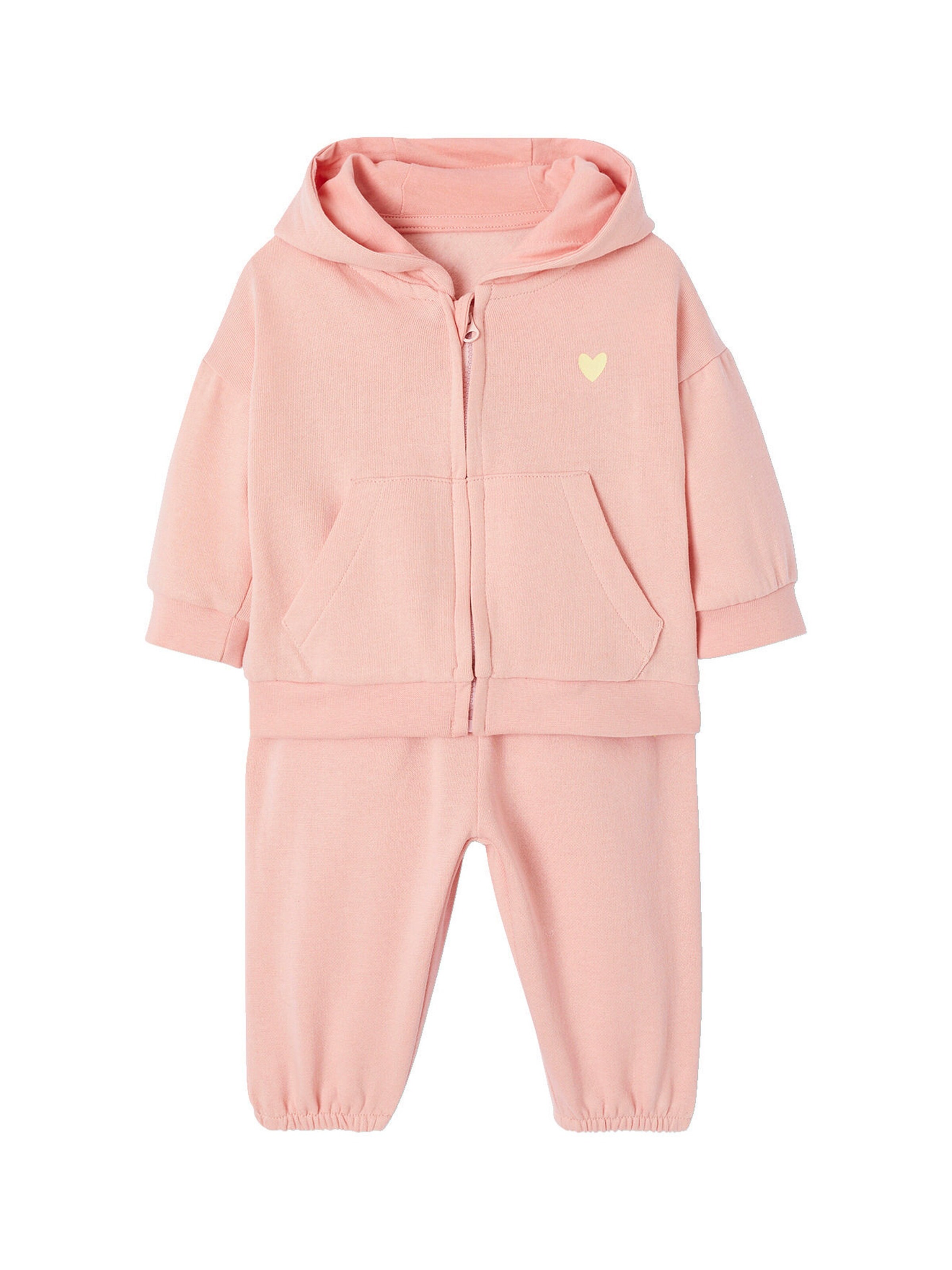 Vertbaudet Mädchen Baby-Set: Kapuzensweatjacke & Sweathose mit Recycling-Polyester hellrosa