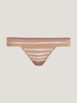 Calcinha fio dental Global Stripe Lace Mesh