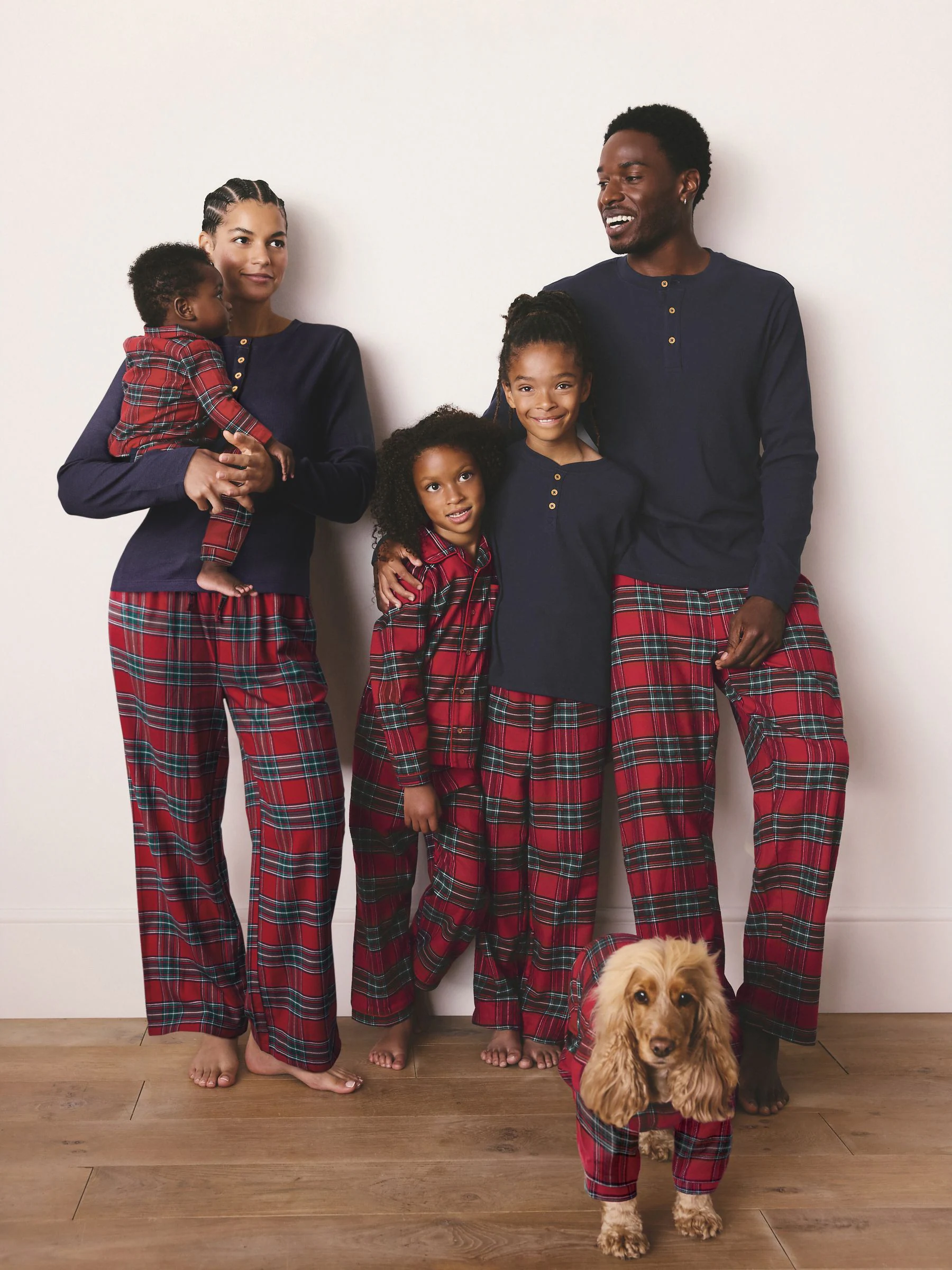 Rood met Schotse ruit - Matching Family Kerstmis pyjama met lange mouwen
